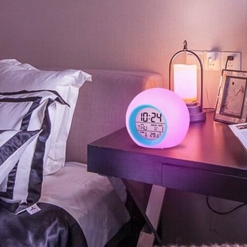 Creative change color alarm clock Round colorful light gradient alarm clock with Calendar Ball children alarm clock TSLM2