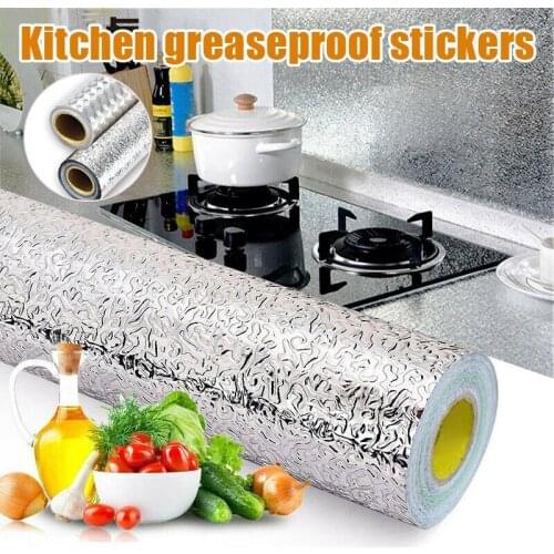 Kitchen Oil-proof Waterproof Sticker Aluminum Foil Kitchen Stove Cabinet Self Adhesive Wall Sticker DIY Wallpaper For Home Decor