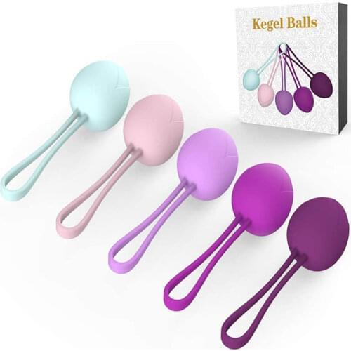 Kegel Ball Exercise Weight Set Womens Bladder Control Pelvic Floor Exercise Tight Set Beginner 5 Sets Ben Wa Ball Sex Shop