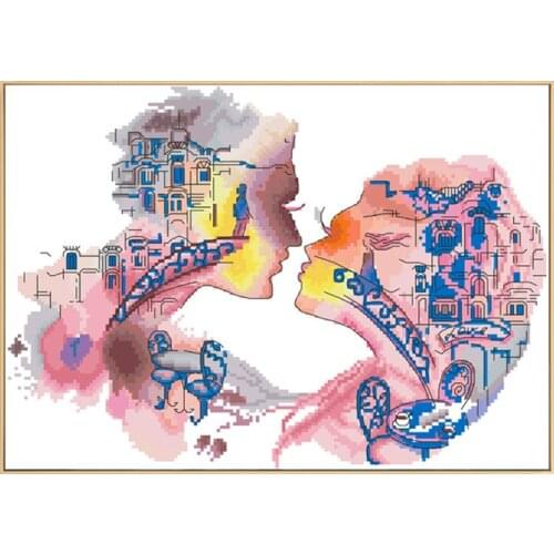 Meet Love Counted Cross Stitch Kits Printed Fabric Embroidery Sets 11CT 14CT DIY Handmade Crafts Needlework Home Decor Paintings