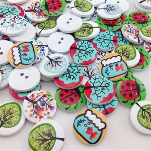 New 25pc European Style Tree Wood Buttons 20mm Sewing Mix Lots WB183