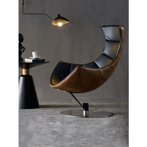 Single Leather Sofa Light Luxury Chair Snail Chair Lazy Recliner Living Room Creative Wingback Chair