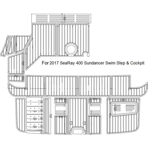 Swim Step & Cockpit Pad Boat EVA Teak Decking 1/4" 6mm For 2017 SeaRay 400 Sundancer