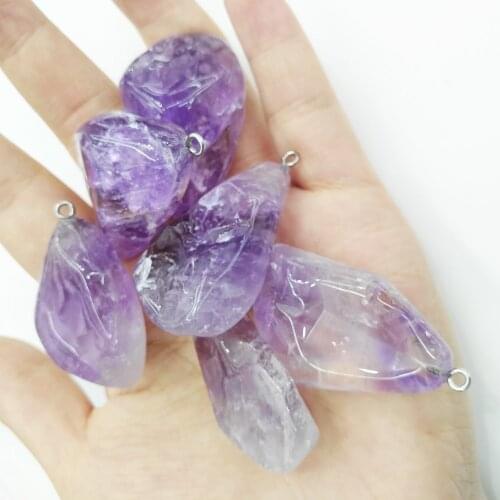 Natural Stone Amethysts Pendants irregular Charm Exquisite charms for Jewelry Making Diy necklace accessories Reiki Healing