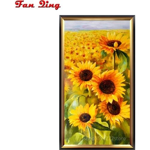 Full Square round diamond painting sunflower large size flowers mosaic sale diamond Embroidery living room decor gift