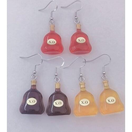 DIY Simulation Wine Bottle Dangle Earrings Resin Wine bottles earring Red,Yellow,Brown Drop Earring Wholesale Jewelry