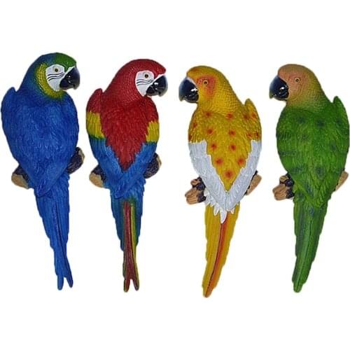 Resin Parrot Statue DIY Outdoor Garden Tree Decoration Fake Bird Sculpture For Home Office Garden Accessories Decor Ornament