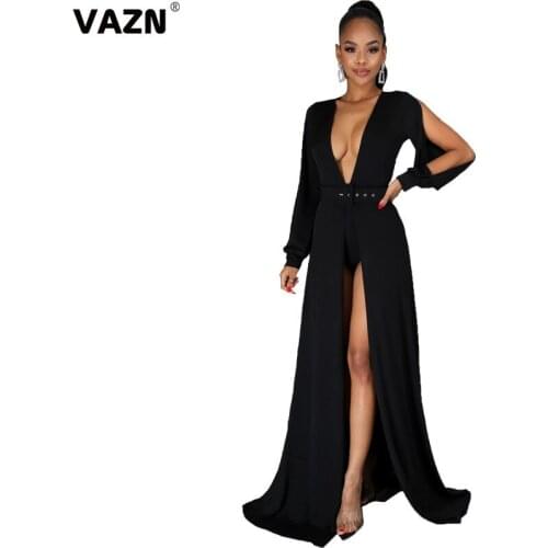 VAZN 2020 V-neck Casual Loose Shinny Two Piece Set Solid 2 Piece Set Women Long Sleeve Top Long Pant Autumn Sets