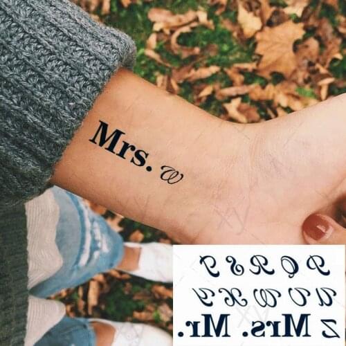 Waterproof Temporary Tattoo Sticker Flower English Word Letters Alphabet Mr. Tatto Flash Tatoo Fake Tattoos for Girl Men Women