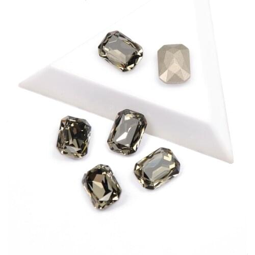 YANRUO 4627 Best Quality Jewelry Beads Black Diamond Color Octagon Shape Rhinestone 3D Glass For Nail Art Decorations Gems