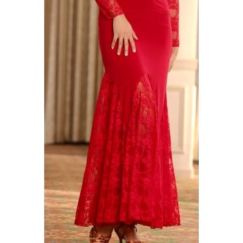 Ballroom dance skirt hem lace big flare lace hem modern practice skirt S11057