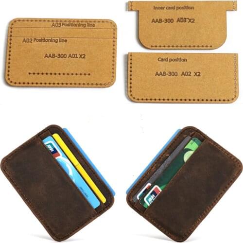 1 Set DIY Leather Handmade Card Holder Double Coin Card Storage Bag Sewing Pattern Hard Kraft Paper Stencil Template 7*10*0.5cm
