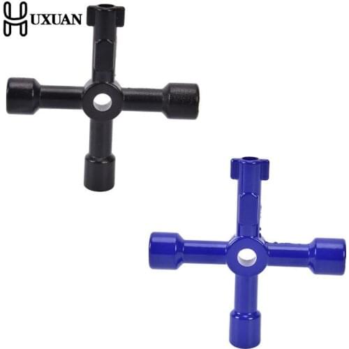1Pcs 4 Way Utility Service Metal Key For Gas/Electric/Control Board/Panel Black Blue
