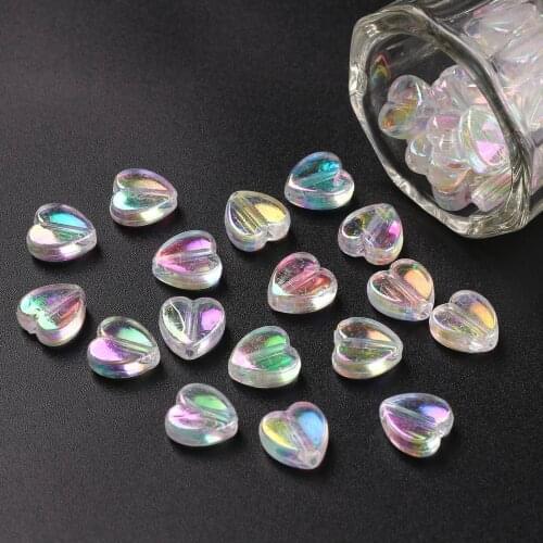 100pcs New Pattern Fashion Heart Shaped Magic Acrylic Beads Handmade Beaded Bracelet Material DIY Jewelry Accessories Wholesale