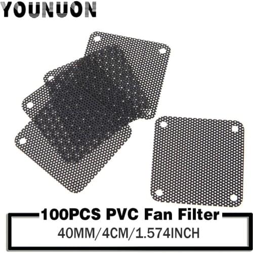 100Pcs YOUNUON 40mm Fan Filter 4CM Cuttable Black PVC PC Fan Dust Filter Dustproof Fan Mesh 40x40mm Dust Proof Cover