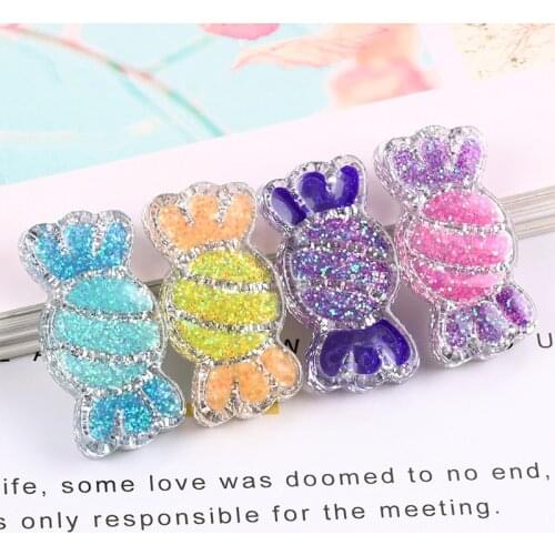 12Pcs/lot Glitter Candy Flat back Resin Cabochon Kawaii Charms for Jewelry Making DIY Phone Decoration Accessories Scrapbooking