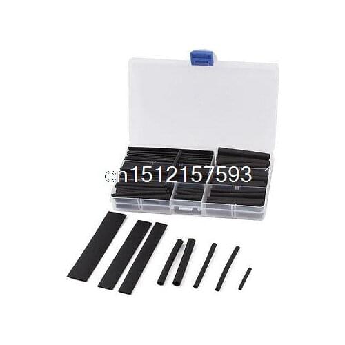 150 Pcs 8 Sizes Black Assortment Kit 2:1 Heat Shrink Tube Sleeving Wrap Wire