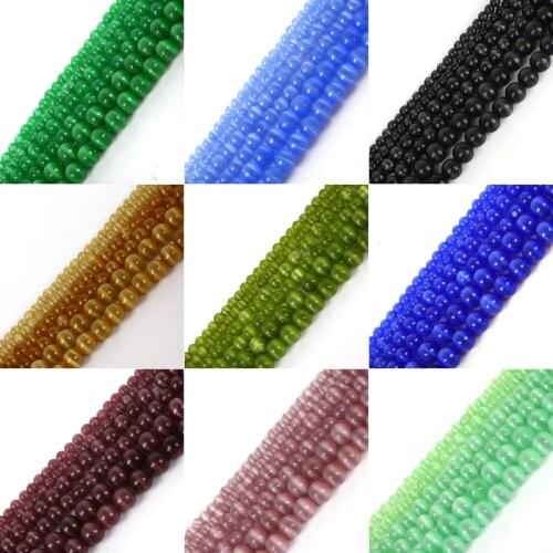 AAA+ Quality Cat Eye Beads Wholesale Natural Glass String Loose Space Beads Opal DIY Charm Beads For Jewelry Making Bracelet