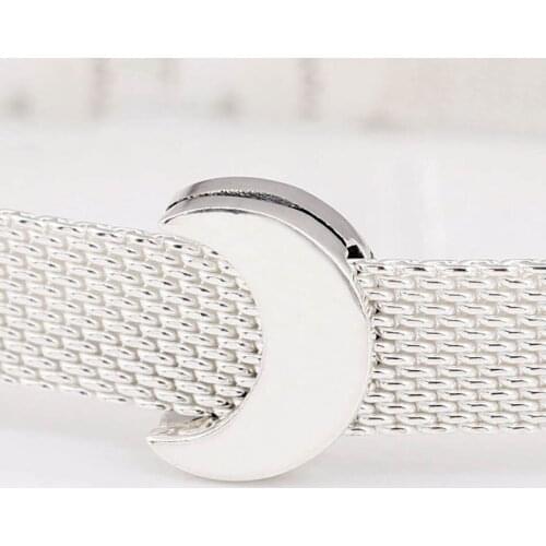 Authentic S925 Reflexions Moon Clip Stopper Charms fit Lady Bracelet Bangle For Women DIY Jewelry Making