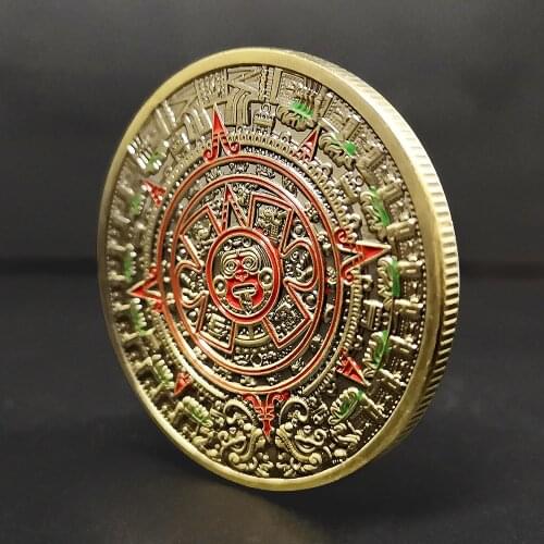Maya Bronze Commemorative Coins Mexico Prophecy Calendar Pyramid Aztec Medals Mayan Civilization Religion Culture Souvenir Gifts