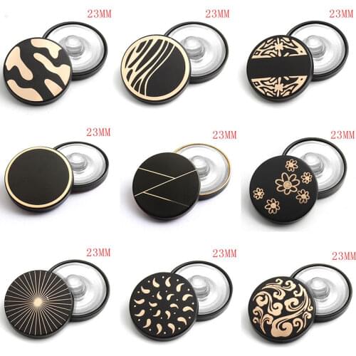 Black gold flower Metal snap button jewelry DIY bracelet fit 18mm snap jewelry