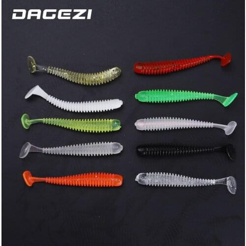 DAGEZI 10pcs/lot Swimbaits Jig Head Tail Soft Lure 7cm/2g Soft Fishing Lure Fly Fishing Bait Soft Artificial bait