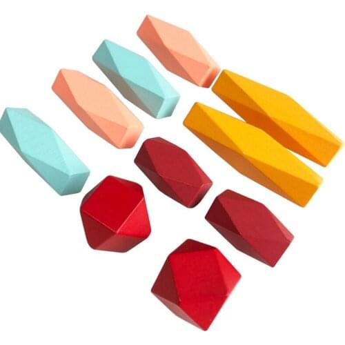 Wooden Rocks Stones Tumi Ishi Wood Balancing Stacked Stones Baby Building Toy Blocks Block Colored Stone