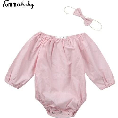 2018 new cute kid soild bodysuit Children Kids Baby Girls Infant long puff sleeve Bodysuit Jumpsuit Outfit Clothes lovely suit