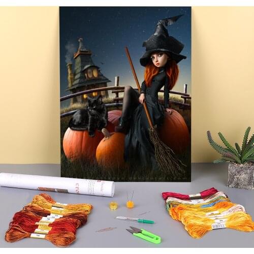 Woman Girl Pre-Printed 11CT Cross Stitch Embroidery Complete Kit DMC Threads Handmade Knitting Hobby Handicraft Floss Needle