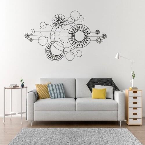 Geometric Moon Phases Moon Phases Design Sun Wall Sticker Decals Vinyl Mural Removable For Living Room Bedroom DW6416