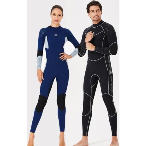 Stretch 3mm Neoprene Wetsuit, Back Zip Full Body Diving Suit, One Piece for Women Men-Snorkeling Scuba Swimming Surfing Swimsuit