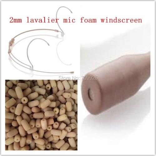 Linhuipad 100 pack of Lavalier Microphone Foam Windscreen Beige color 2mm inner diameter & 12mm inner length