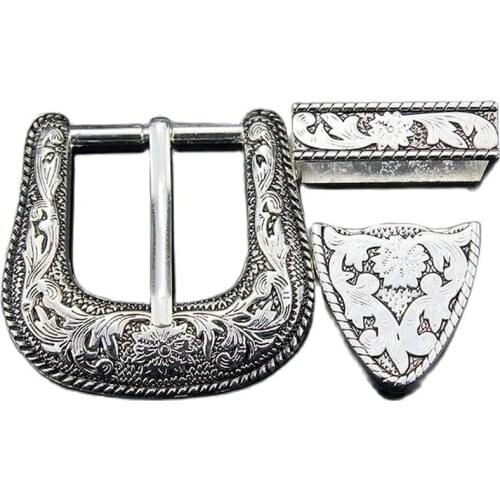 50mm Metal Embossed Belt Buckle End Bar Heel Single Pin Carve Pattern Kit Set For Leather Craft Webbing Strap Accessories