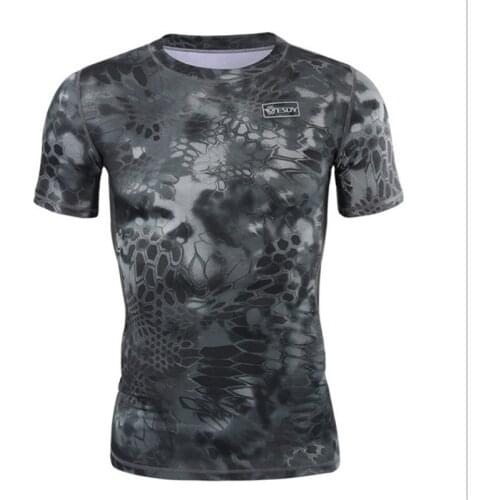 Men Outdoor Short Sleeve T- Shirt Male Spring Summer Men Breathable Quick-drying Tactical camouflage Sports Trainning Male Coat