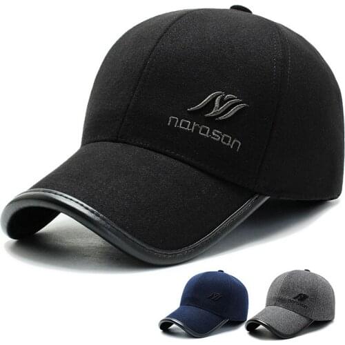 Men Winter Hats Warm Baseball Cap Earflap Folding Daddy Bonnet Thick Fabric Snapback Casquette Gorras Hombre Bone Masculino Hoed