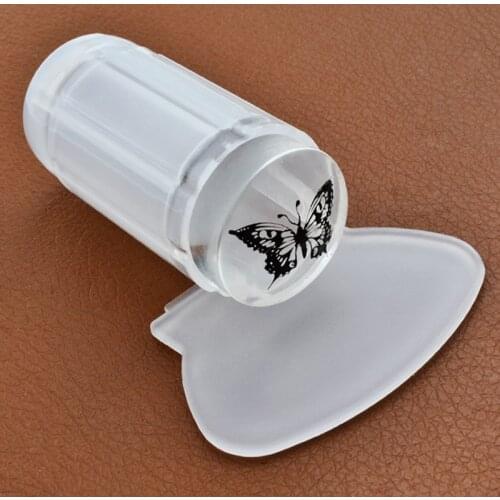 1 Set Soft Silicone Clear Jelly Sticky Stamper 2.8CM Nail Art Stamper Clear Silicone Jelly Nail Stamper Scraper Stamp Tools