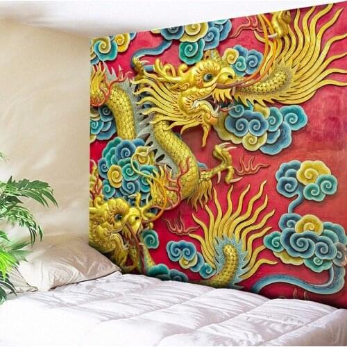 3D Print Tapestry Wall Hanging Psychedelic Dragon Decorative Wall Tapestries Sandy Beach Throw Rug Bohemian Fabric Wall Cloth