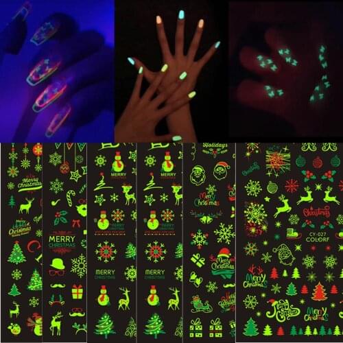 Newest CL20 21 22 noctilucent design 3D nail art sticker decal stamping back gule DIY nail decoration tools