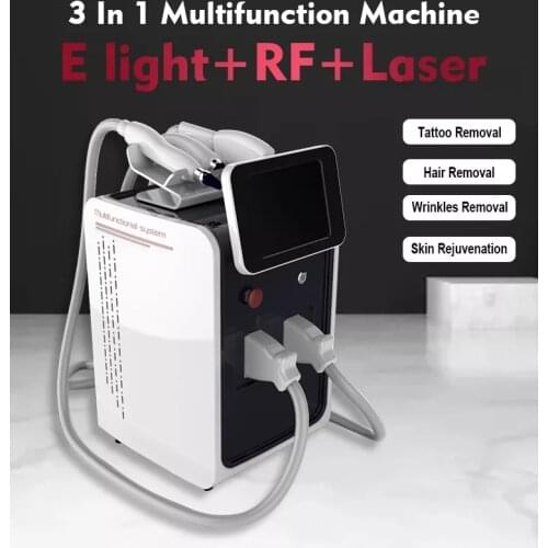 2021 new trend 3 in 1 Portable Multifunction Beauty Machine Laser Hair Tatoo Removal Machine IPL+RF+Nd Yag Laser Machine