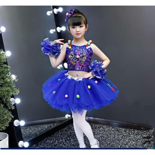 New Childrens Jazz Dance Modern Cheerleading Costumes Hip Hop Boy Girls Crop Top And Pants Sequins Jazz Dance Performance Set