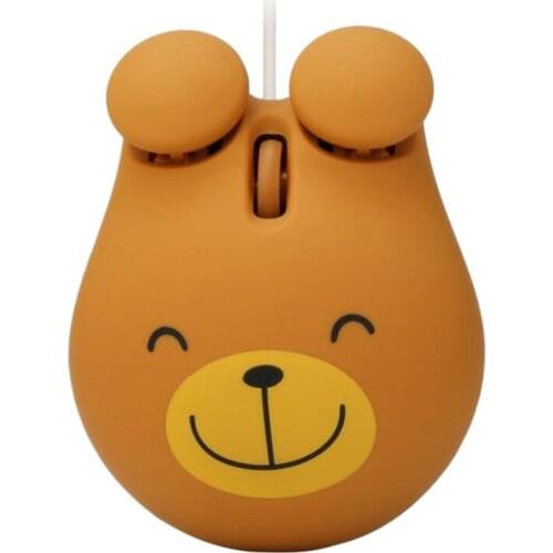 1000 Dpi Wired Optical Gaming Mouse Cute Bear Animal Mouse Usb For Pc Laptop Game Console Brown Plastic