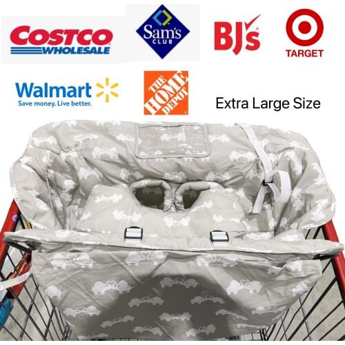 Luxury High-end 2-in-1 Baby Shopping Cart Cover & High Chair Covers with Safety Harness for Babies & Toddler (Unisex Grey)