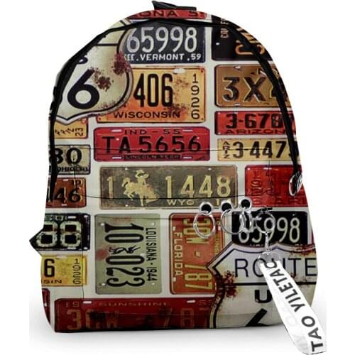 Route 66 merch Oxford Fabric One Shoulder Keychain Backpack Printed Casual Student School Bag