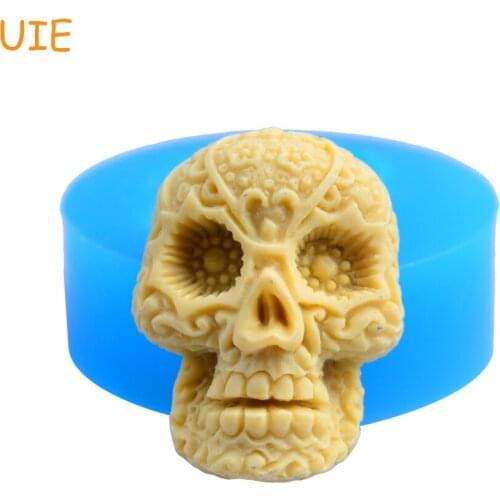 PYL216U 3D Skull Head Silicone Mold Skull Mold 40mm - Charms Sugarcraft Cake Decorating Biscuit Molds, Food Safe