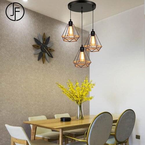 JFLED Retro Small Diamond Simple Coffee Shop Clothing Store Ceiling Wrought Iron Restaurant Chandelier