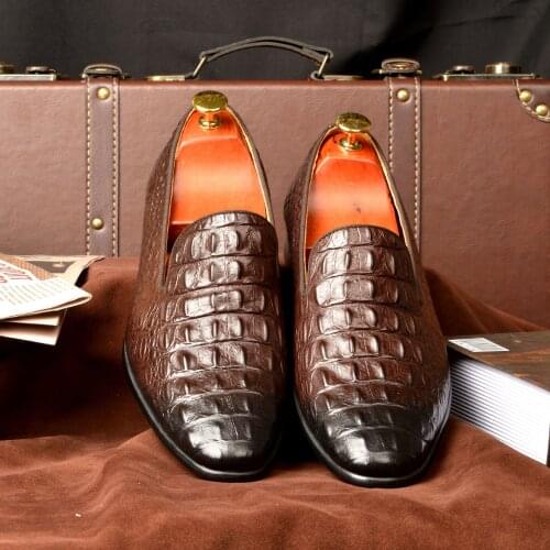 2021 Classic Style Mens Genuine Leather Crocodile Pattern Oxford Shoes For Men Luxury Dress Slipon Wedding Business Brand Shoes