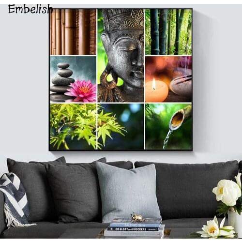 Embelish 1 Pieces Zen Buddha Statue Bamboo Orchid Spa Wall Posters For Living Room HD Print Canvas Paintings Home Decor Pictures