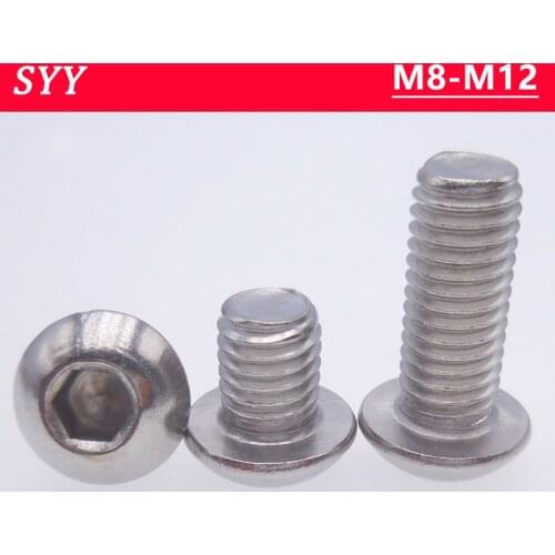 M8 M10 M12 304 Stainless Steel Round Head Screws ISO7380 Hex Screw Mushroom Hexagon Hex Socket Button Head Screw