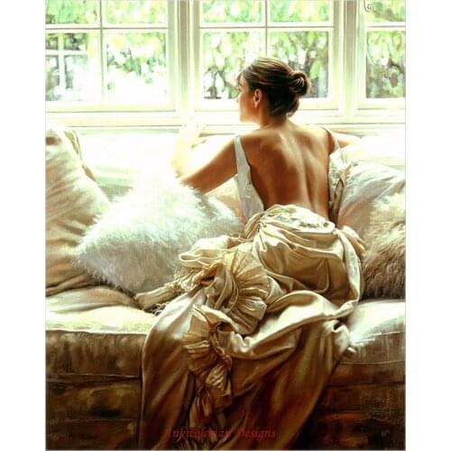 Embroidery Counted Cross Stitch Kits Needlework - Crafts 14 ct DMC color DIY Arts Handmade Decor - Looking Out