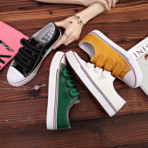 Classics Goth Streetwear Sneakers For Women Harajuku Platform Canvas Shoes 2020 Fashion Casual White Running Shoes Black Yellow